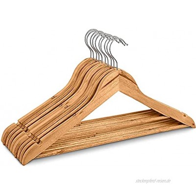 GOLIEZ Holz Kleiderbügel 20 Stück Massivholz in Naturfarben Anzugbügel Jackenbügel mit Spezial Einkerbungen für Röcke Tops Mäntel 44 cm breit