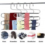 Grizef Mehrschichtige 5-Pack-Hosenbügel platzsparende Hosenbügel vom Typ S Kleiderbügel für die Aufbewahrung von Kleiderschränken für Jeans Hosen Handtücher Schals Krawatten （Schwarz）