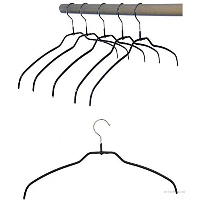 Kleiderbügel aus Metall Drahtbügel schwarz rutschhemmend beschichtet für Hemden oder Blusen 4 mm 10 Stk sehr platzsparend