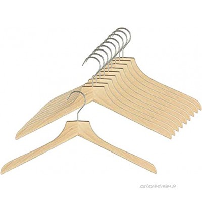 MAWA Kleiderbügel aus Holz 10 Stück hochwertiger Holzbügel und Garderobenbügel für Jacken Mäntel Pullover und mehr 360° drehbarer Haken Kleiderbügel aus Buchenholz 45 cm Natur