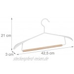 Relaxdays Kleiderbügel 12er Set breite Schultern für Sakkos & Anzüge Hosenstange Jackenbügel Metall & Holz weiß 12 Stück