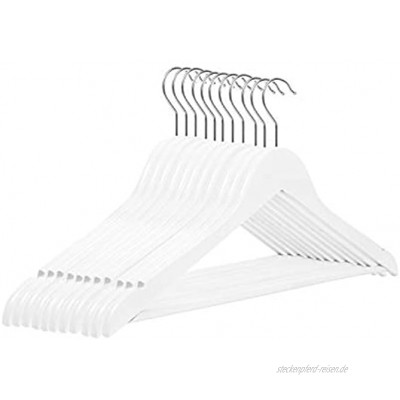 RSR Hangers Kleiderbügel Holz 50 Stück Weiß Holzkleiderbügel mit Hosensteg 44,5 cm | 360° drehbarer Haken | Jackenbügel | Hemdenbügel | Hosenbügel | Anzugbügel