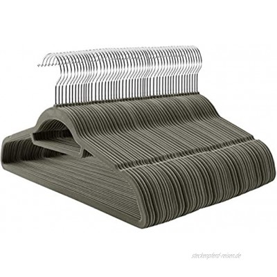 SONGMICS Kleiderbügel Samt 100 Stück Bügel-Set mit rutschfester Oberfläche platzsparender Anzugbügel mit um 360° drehbarem Metallhaken grau CRF100V