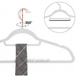 SONGMICS Samt-Kleiderbügel 50 Stück Anti-Rutsch Jackenbügel drehbarer Haken in Roségold Dicke 0,6 cm platzsparend 45 cm lang für Jacken Hemden Röcke Hosen Krawatten weiß CRF021W02