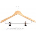Tebery 10 x Holz Kleiderbügel Hosenspanner Hosenbügel für Hosen Röcke Rutschfest aus Schima-Holz 45 cm