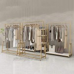 DENGSH Eisen Bodenständig Garderobenständer,Mode Robust Kleiderstange,Familie Geschäft Bekleidungsgeschäft Elegant golden 150 x 100cm