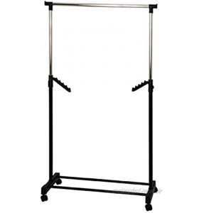 Haku Möbel Kleiderständer-schwarzes Stahlrohr-Kleiderstange verchromt H177 cm