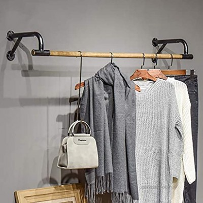 Hölzerne Wand kleidet hängende Stange industrielle Kleiderstange Kleiderständer-Handelskleidungs-Präsentationsständer- 60X29X16cm