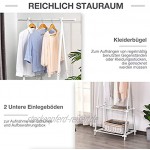 HOMCOM Kleiderständer mit Schuhablage Kleiderstange Garderobenständer Stahl Weiß 107,5 x 45 x 150