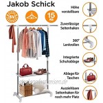 Jakob Schick Kleiderständer Stabil Garderobenständer auf 4 Rollen Einfache Montage ohne Spezial Werkzeug Verstellbare Ablagen Masse B x H: 142 cm x 165 cm