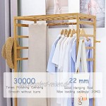 unho kleiderständer Bambus Garderobenständer auf Rollen offener Kleiderschrank mit Schuhablage Kleiderstange Haken stabil für Schlafzimmer Flur 80 x 35 x 165 cm
