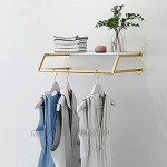 WYRKYP Kleiderstange Zur Wandmontage Abnehmbare Garderobe Im Loft-Design Kleiderständer Mit Regal,Golden,60Cm