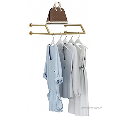 WYRKYP Kleiderstange Zur Wandmontage Abnehmbare Garderobe Im Loft-Design Kleiderständer Mit Regal,Golden,60Cm